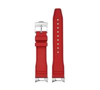 AZSHIW Compatibile con Tudor Black Bay Small Monster Timing M79363 M79360 cinturino for orologio con testa curva in gomma FKM, cinturino in gomma fluorurata da 21 mm a 22 mm(Red-silver,21mm)