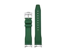 AZSHIW Compatibile con Tudor Black Bay Small Monster Timing M79363 M79360 cinturino for orologio con testa curva in gomma FKM, cinturino in gomma fluorurata da 21 mm a 22 mm(Green-silver,21mm)