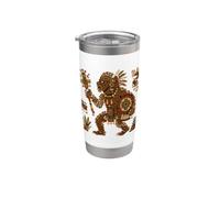 Aztec Bigfoot Warrior Cryptid Sasquatch Maya Codex Divertente Bicchiere termico in acciaio inox doppia parete