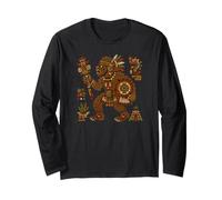 Aztec Bigfoot Warrior Cryptid Sasquatch Maya Codex Divertente Maglia a Manica