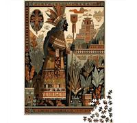 Aztec Dea Holding A Ceremonial Scepter, Puzzle Sostenibili Con Motivi Per Adulti Da Gioco in Legno Di Alta Qualità 38x26cm/1000pcs