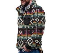 Aztec - Maglione da uomo in pile Fuzzy Sherpa, senza cappuccio, in finta pelliccia, double face, in lana, con bottoni, vintage, con tasca per uomo, Nero , XL