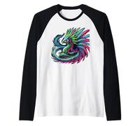 Aztec Messico Quetzalcoatl Piumato Maglia con Maniche Raglan