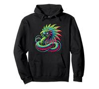 Aztec Mexico Quetzalcoatl Serpente Piumato Felpa con Cappuccio