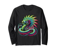 Aztec Mexico Quetzalcoatl Serpente Piumato Maglia a Manica