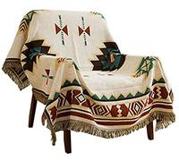 Aztec morbida Throw Coperte cotone intrecciato a maglia Tribale Popolare Geometric Pattern Coperta decorativa per divano Con Nappe Adatti Per Divano/Letto/Da Esterno (130x180cm/51.2x70.8in)