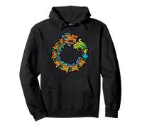 Aztec Ouroboros Quetzalcoatl Serpente Piumato Maya Felpa con Cappuccio