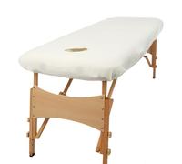 aztex Classic Massage Bed Cover Range, Massage Couch Protective Cover, Suitable for Salons, Spa's and Therapists, with or Without a Face Hole, Cream - with Facehole