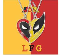 azttior Collana Dead Figura Dedpol e Wolverine per Migliori Amici, 2 Pezzi, Ciondolo a Medaglietta con Cuore Diviso, Collana dell'Amicizia per Uomo e Donna, Supereroi Marvel, Regalo Perfetto per Fan