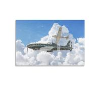 AZTU Poster vintage con aeromobili militari della Seconda Guerra Mondiale, Macchi C.202, Folgore Fighter Aircraft su tela, decorazione artistica per camera da letto, 30 x 45 cm