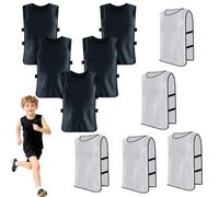AzulLanse Set di 10 leibchen da calcio per bambini, 36 x 56 cm, senza logo, gioco di squadra, per bambini, ragazzi, sport, calcio, gilet per allenamento di squadra, 5 nero+5 bianco, S
