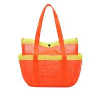 AZURAOKEY Borsa da spiaggia a maglie pieghevole con 7 tasche for viaggiare for le spalle for vacanza (arancia) (arancione)