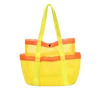 AZURAOKEY Borsa da spiaggia a maglie pieghevole con 7 tasche for viaggiare for le spalle for vacanza (giallo) (giallo)