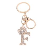 AZURAOKEY Portachiavi a forma di lettera con strass scintillanti, da donna, corona A-Z, portachiavi in metallo con lettera dell'alfabeto e strass, Sku 06 F