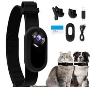AZURAOKEY Videocamera per collare per gatto/cane, con scheda SD da 32 GB, mini videocamera HD 1080P per esterni, regalo di compleanno