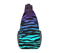 Azure adatto per sport, corsa, viaggi, attività all'aria aperta, borse a tracolla uomo e donna, Viola Blu Verde Camouflage Zebra Stripes, Taglia unica, Retro