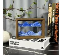 AzureLeap Pittura di Sabbia che Scorre Quadro 3D Sabbia Dinamica Paesaggio Marino, Decorazioni per Casa e Ufficio Giocattolo da Scrivania per Adulti Cornice in Legno [Blu-6"]