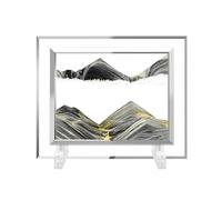 AzureLeap Sabbia mobile Art Liquid Motion, 3D Deep Sea Sandscape Color Quicksand Decor, carré en verre mobile image art sable relaxant pour bureau, maison, travail [Nero-5"]