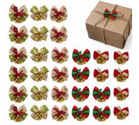 AzureRay 30 fiocchi natalizi con campanella, riutilizzabili | lino e velluto, 5 colori natalizi, 6 pezzi ciascuno, morbidi al tatto, per confezioni regalo, ghirlande natalizie