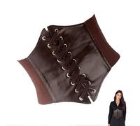 AzureRay Cintura Corsetto Donna Vintage Fascia Elastica in Ecopelle con Lacci - Cintura a Corsetto Retrò Larga per Abiti Eleganti e da Festa