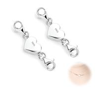 AzureRay Confezione da 2 Chiusure Magnetiche Extra Resistenti per Braccialetti, Collane e Catene in Argento 925 - Gancetti per Braccialetti con Motivo a Cuore, Durevoli e Sicuri