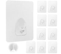 AzureRay Ganci Adesivi Trasparenti 10 Pezzi Senza Chiodi Forte Tenuta Impermeabili | Ganci Adesivi per Bagno Cucina Ufficio | Chiodi Adesivi Riutilizzabili 6x8 cm Max 10 kg