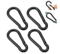 AzureRay Moschettone Nero Piccolo, 4 Pezzi Moschettoni Piccoli, Moschettoni in Ferro e Lega di Alluminio, 60 × 28 mm, Multifunzione per Cani, Campeggio, Escursionismo, Pesca e Viaggi