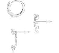 AzureRay Set Orecchini donna Argento 925 - Orecchini a Bottone Placcati Oro con Zirconi, Ipoallergenici Senza Nichel, Elegante orecchini set