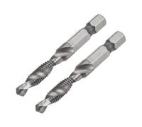 AzureRay Trapano Combinato e Punta per Rubinetto, Punta Maschiatrice M6 x 1, Maschio per Filettare 1/4" Gambo Esagonale in Acciaio ad Alta Velocità 4341, 2 Pezzi (M6 x 1)
