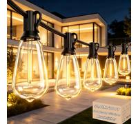 AzureStar Catena luminosa per esterni, 30 m, 100 m, estendibile, per esterni, IP44, impermeabile con 50 + 2 ST38 LED, in plastica, luce bianca calda, per esterni, giardino, terrazza, matrimonio