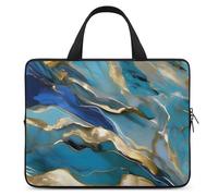 Azurite - Custodia per computer portatile da 12", ultra sottile, leggera e impermeabile, in neoprene resistente, con cinghia da polso, colore: foglia di tè e oro