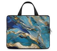 Azurite - Custodia per computer portatile da 15", ultra sottile, leggera e impermeabile, in neoprene resistente, con cinghia da polso, colore: foglia di tè e oro