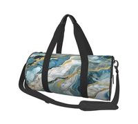 Azurite Teal and Foil Gold Oil Marble Pattern Borse da viaggio e borse sportive di grande capacità manici ad anello nella parte superiore borse del fine settimana e borse rotonde possono essere