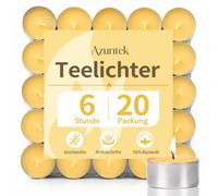 Azuritek 20 candele in cera d'api, 6 ore, 100% pura cera d'api, senza paraffina e profumi, per festival, matrimoni, feste e casa