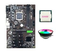 Azwamkue B250 BTC Mining Scheda Madre con G4400 CPU+RGB Ventola di Raffreddamento Slot per Scheda Grafica 12X LGA 1151 DDR4 per BTC Miner Mining
