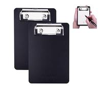 AZWOOD - Mini portablocco in plastica, 10 x 15 cm, piccolo portablocco con portapenne per blocco note, ricevute, elenchi tascabili (nero, 2 pezzi)