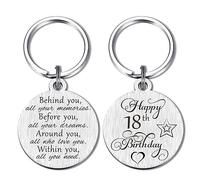 Azwood Portachiavi per il 18° compleanno, regalo di buon diciottesimo compleanno, per ragazze e ragazzi, regalo di compleanno, portachiavi per 18 anni, regalo per Natale, Capodanno, figlia, figlio