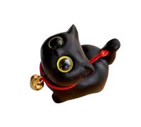 Azxcvbnm Statuetta ornamentale in legno intagliato a forma di gatto con occhi luminosi, per migliorare l'atmosfera e gli stili della camera da letto