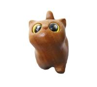 Azxcvbnm Statuetta ornamentale in legno intagliato a forma di gatto con occhi luminosi, per migliorare l'atmosfera e gli stili della camera da letto