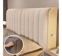 AZXYYEHD Copritestiera Del Letto Universale, Copertura Del Protettore Di Slittamento Per Il Singolo/doppio Tessuto Elastico Morbido Del Lino Cotone Del Protettore Per La Testiera Decorativa(Beige,180