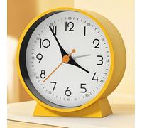 Azyh Sveglia Analogica Senza Ticchettio, Piccolo Orologio da Tavolo Retrò a Batteria, Orologio da Comodino per Decorazione del Soggiorno, Camera da Letto, Comodino, per Bambini (Giallo)