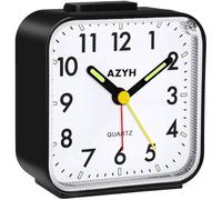 Azyh, Sveglia analogica silenziosa senza ticchettio con luce, snooze, a batteria, allarme forte, luminosa, orologio portatile, piccola sveglia da viaggio silenziosa per chi dorme profondamente
