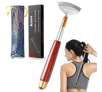 Azymi Grattacielo posteriore con manico lungo per donne e uomini con rullo di massaggio, artiglio in acciaio robusto, massaggiatore posteriore regolabile per testa e piede corpo strumenti