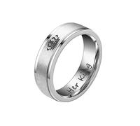 AZYOUNG Set di anelli per coppia di anelli da 6 mm di larghezza, per lui e lei, in acciaio al titanio, per promessa di matrimonio, fidanzamento, 13.5, Acciaio, Non pietra preziosa