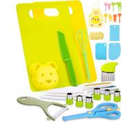 Azyvum 32 Pezzi Coltelli da Cucina per Bambini Set Coltelli da Cucina in Plastica Colorati Coltello Bambini per Tagliare e Cucinare Verdura Frutta，Regali per Bambini