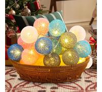 Azyvum Ghirlanda Luminosa Cotone LED Con USB spina,6M 40 LED Palline Decorativ Catena Luminoso Interno LED,Ghirlanda Luminosa Cameretta Bambini,Per Balcone Festa Matrimonio Decorazione Interna,Blu