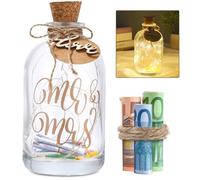 Azyvum Luce a LED per bottiglie di nozze, idea regalo per sposi, idea regalo di nozze, regalo di denaro, regalo di denaro personalizzato (Mr & Mrs)