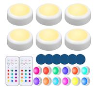 Azyvum Luci Puck con telecomando 1000mAh Luce Armadio Ricaricabile USB con Telecomando, batteria da 1000 mAh, luci adesive, luci cangianti con dimmer e timer, illuminazione per armadio