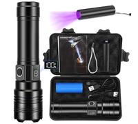 Azyvum Torcia LED Potente Professionale,1000000 Lumens Torcia LED Ricaricabile USB,Torcia Tattica Militare, IP67 Torce LED Alta Potenza Ricaricabili Per Campeggio Trekking Emergenza