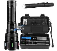 Azyvum Torcia LED Potente Professionale, 600000 Lumens Torcia LED Ricaricabile USB, XHM90.2 Flashlight Tattica Militare, IP67 Torce Alta Potenza Ricaricabili Per Campeggio Trekking Emergenza